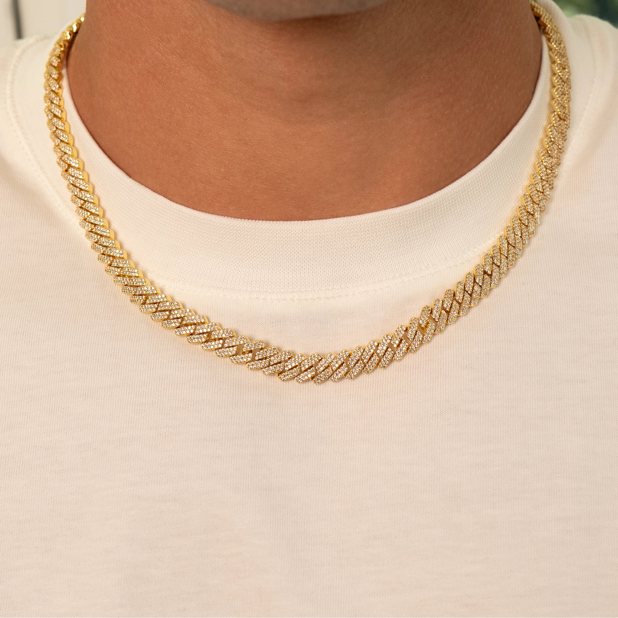 Prong Link Iced Cuban Chain (Gold)