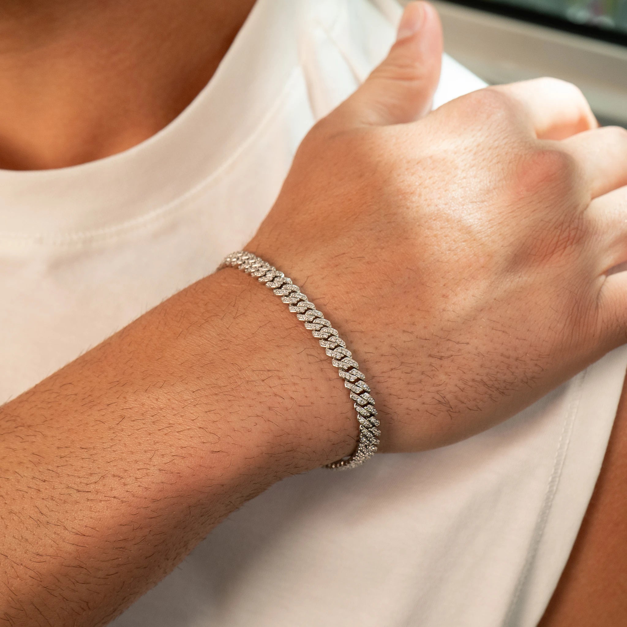 Micro Cuban Iced Bracelet (Silver)