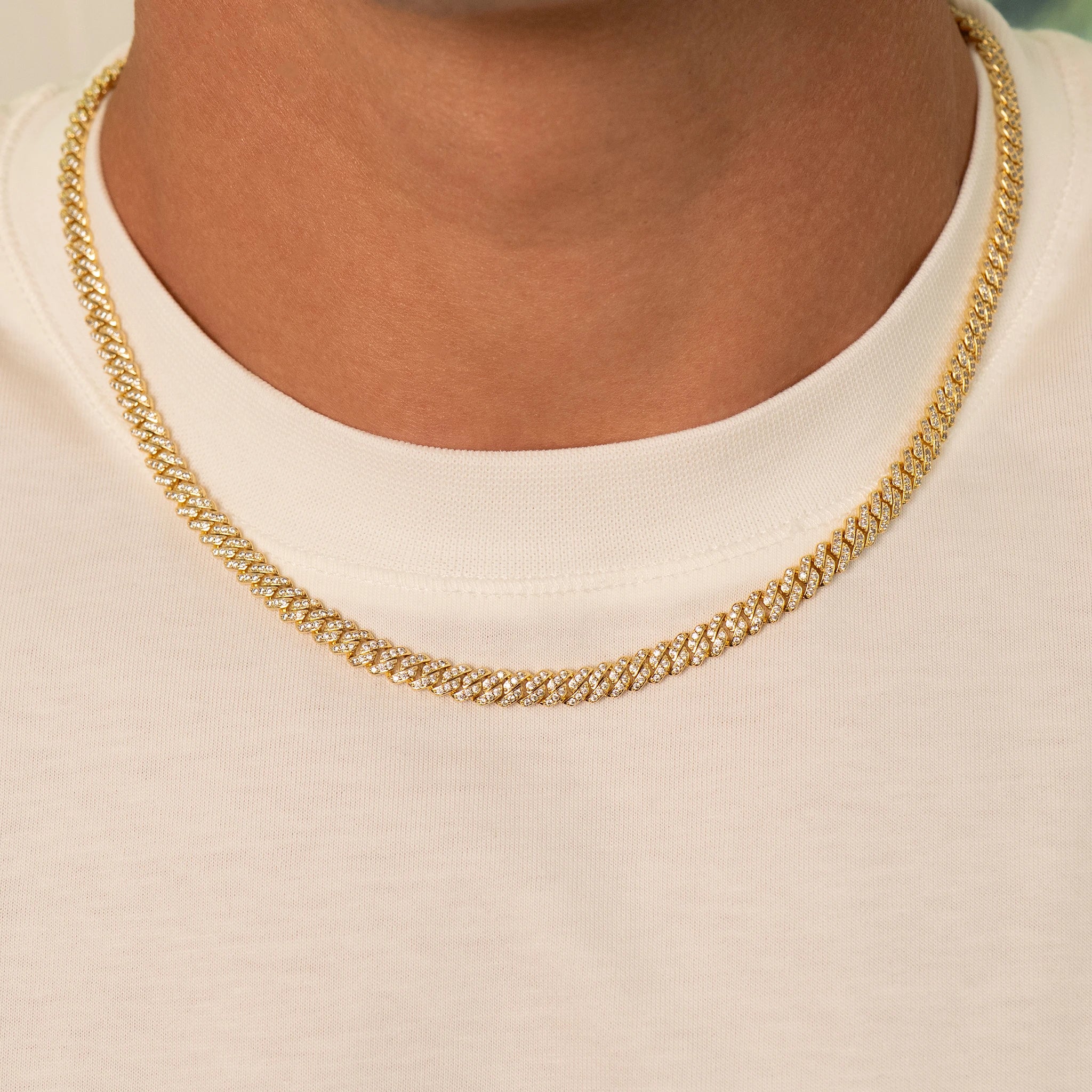 Micro Cuban Iced Chain (Gold)