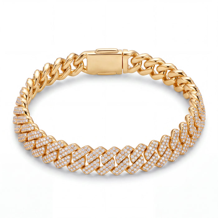 Prong Link Iced Cuban Bracelet (Gold)