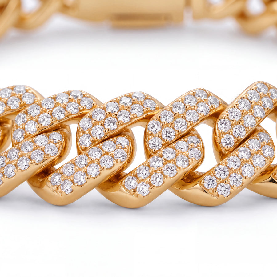 Prong Link Iced Cuban Bracelet (Gold)