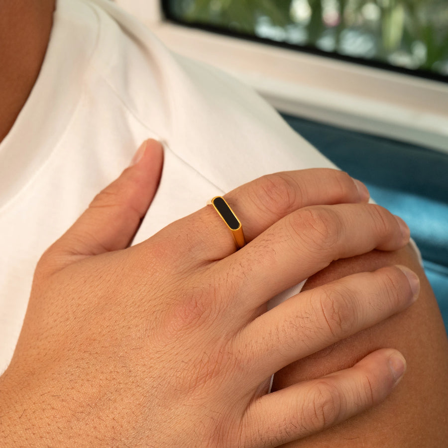 Rectangle Stone Signet Ring (Gold)