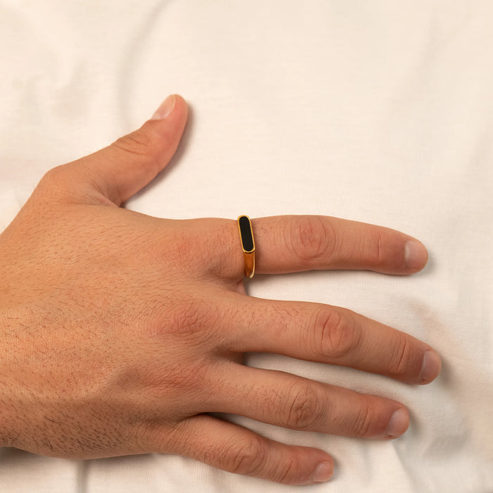 Rectangle Stone Signet Ring (Gold)