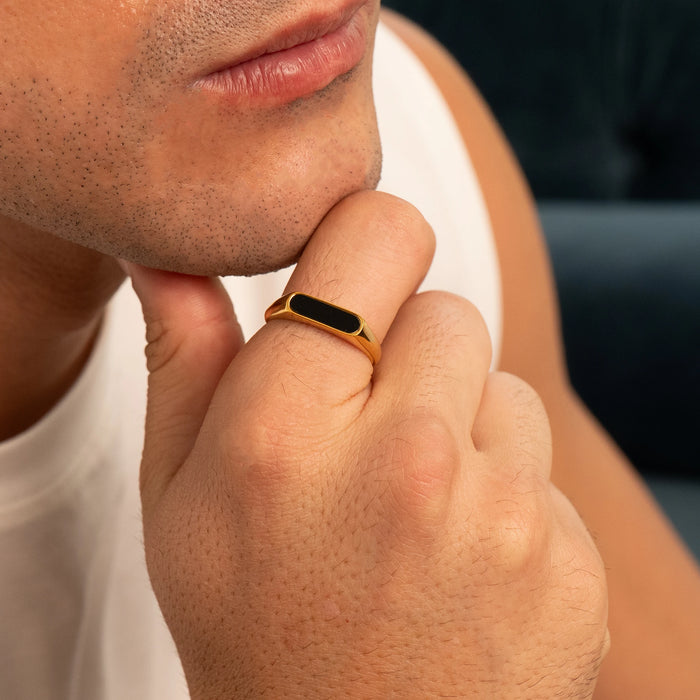 Rectangle Stone Signet Ring (Gold)