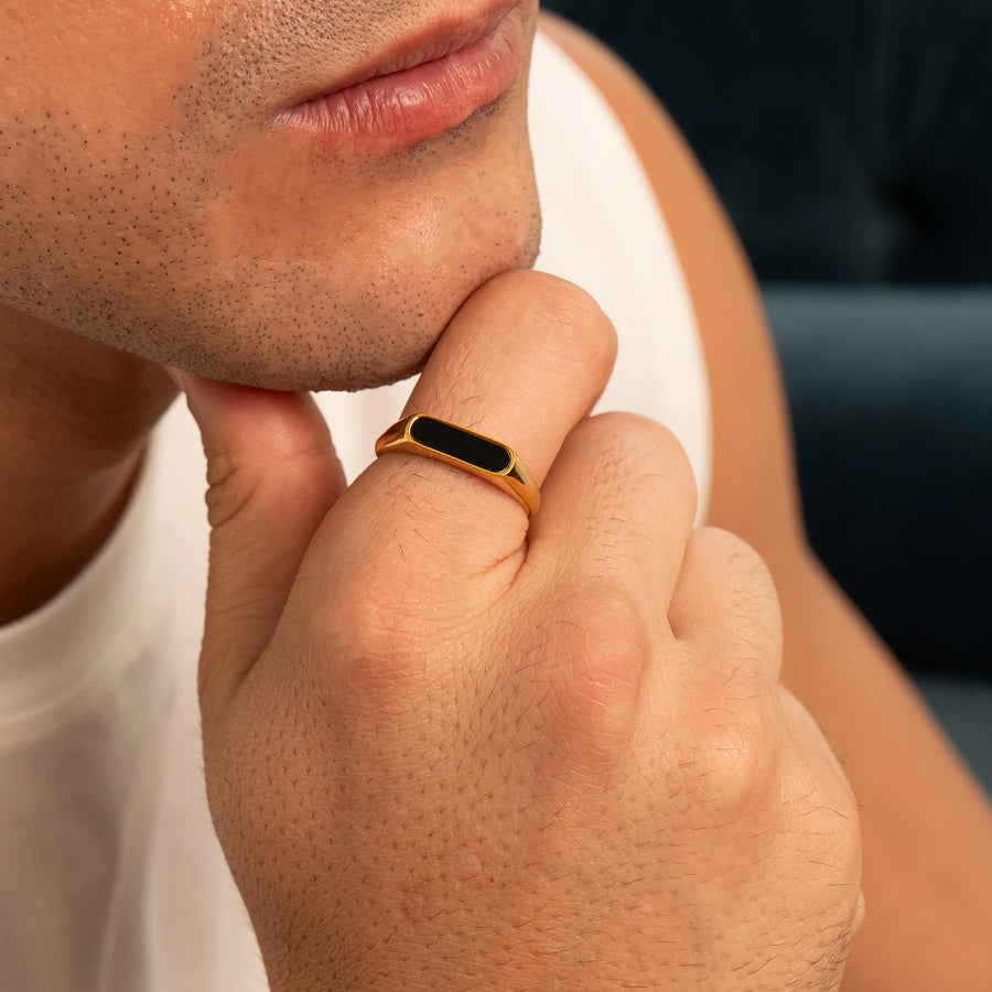 Rectangle Stone Signet Ring (Gold)