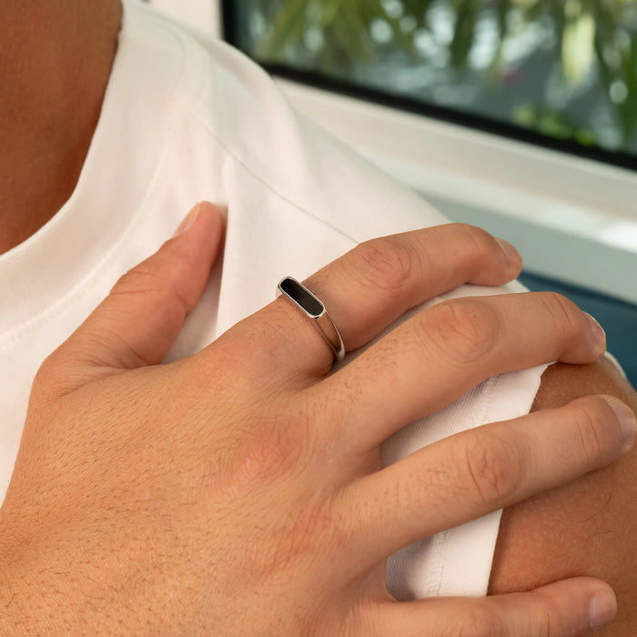 Rectangle Stone Signet Ring (Silver)