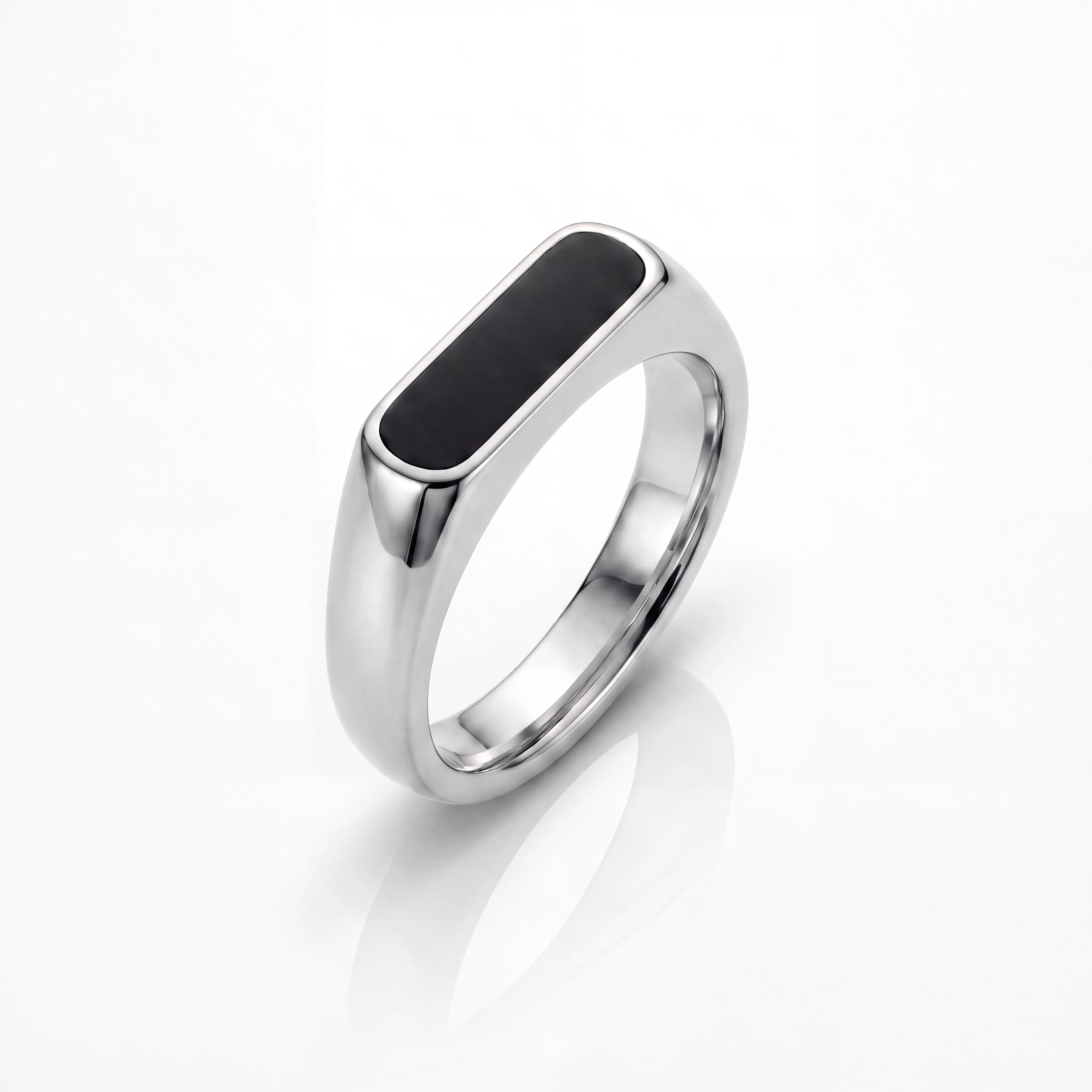 Rectangle Stone Signet Ring (Silver)