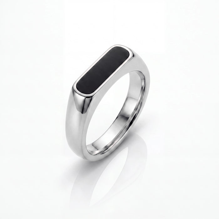 Rectangle Stone Signet Ring (Silver)