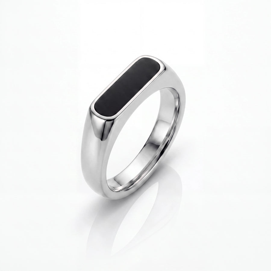 Rectangle Stone Signet Ring (Silver)