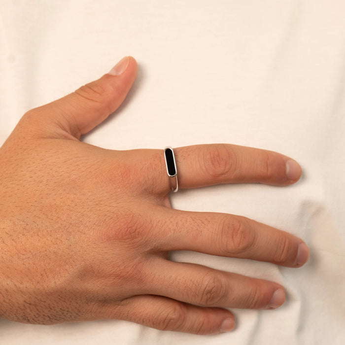 Rectangle Stone Signet Ring (Silver)