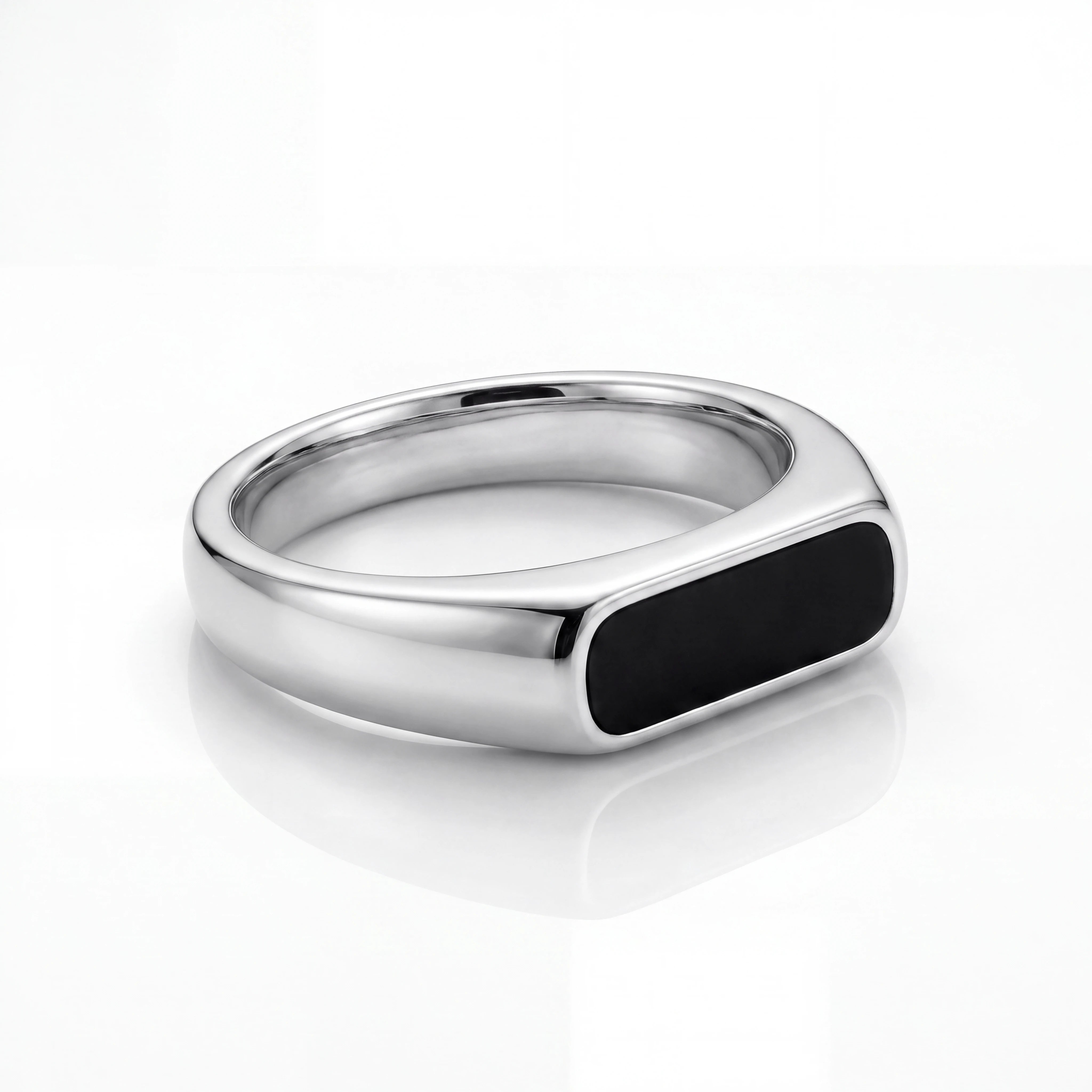 Rectangle Stone Signet Ring (Silver)

