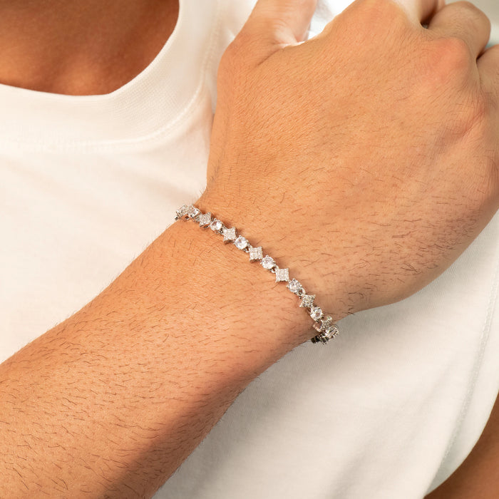 Round Stone Star Tennis Bracelet (Silver)