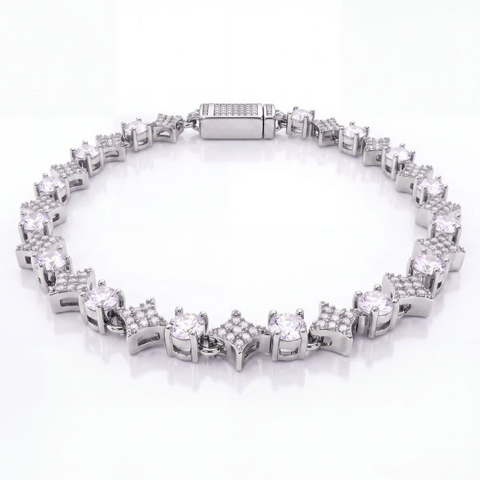 Round Stone Star Tennis Bracelet (Silver)