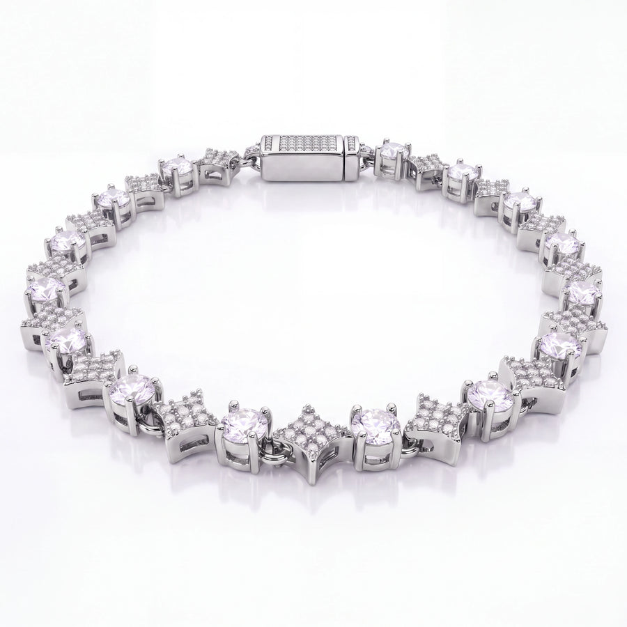 Round Stone Star Tennis Bracelet (Silver)