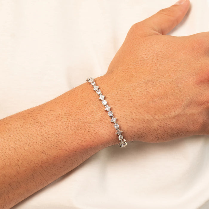 Round Stone Star Tennis Bracelet (Silver)