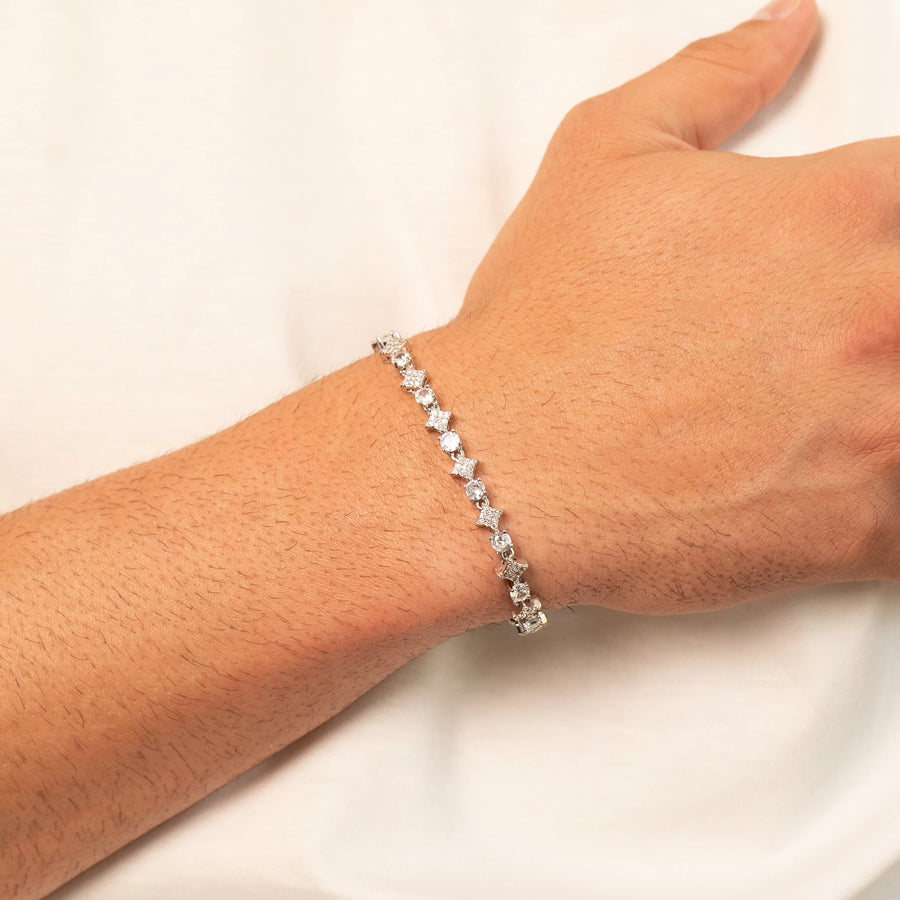 Round Stone Star Tennis Bracelet (Silver)