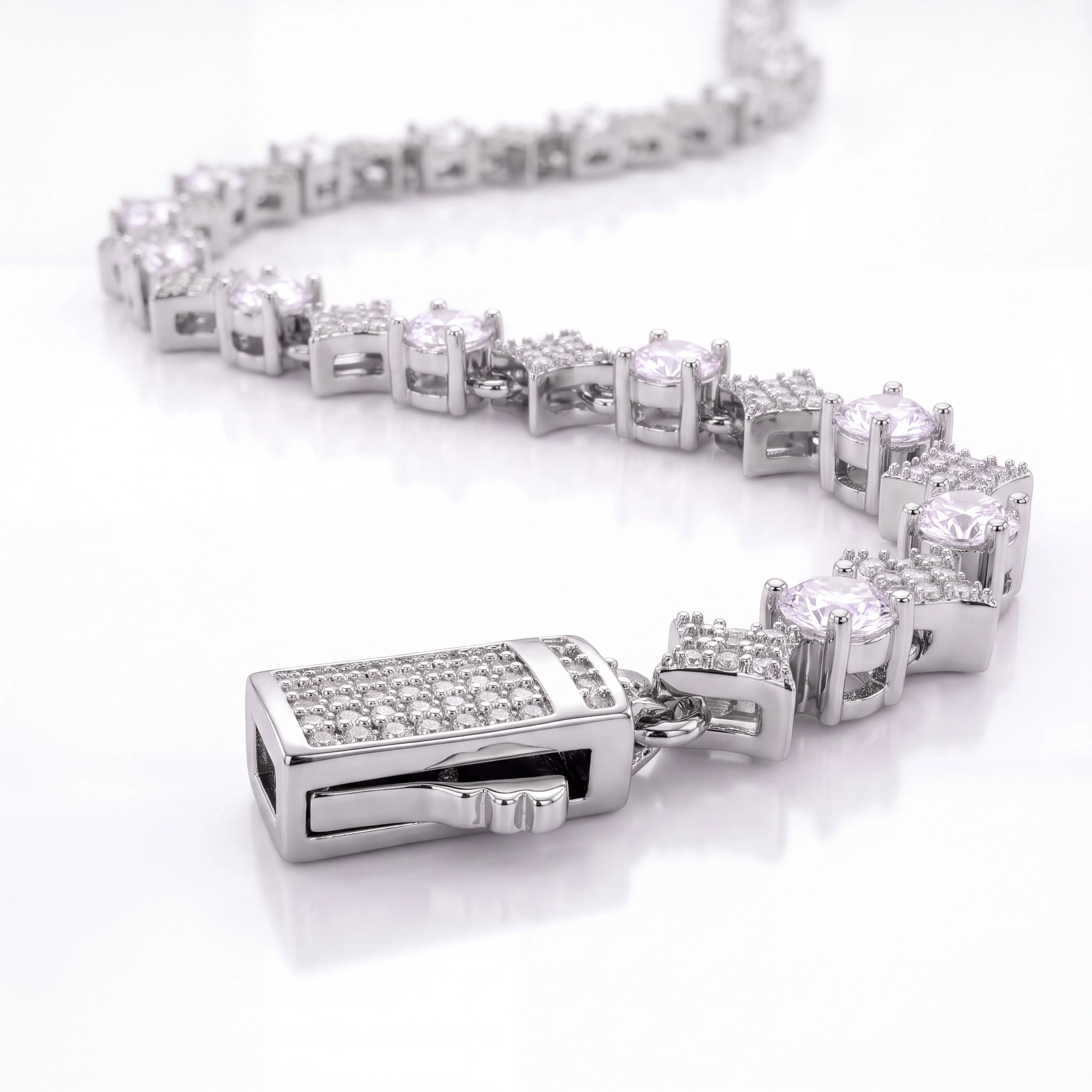Round Stone Star Tennis Bracelet (Silver)