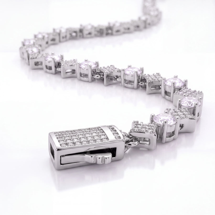 Round Stone Star Tennis Bracelet (Silver)