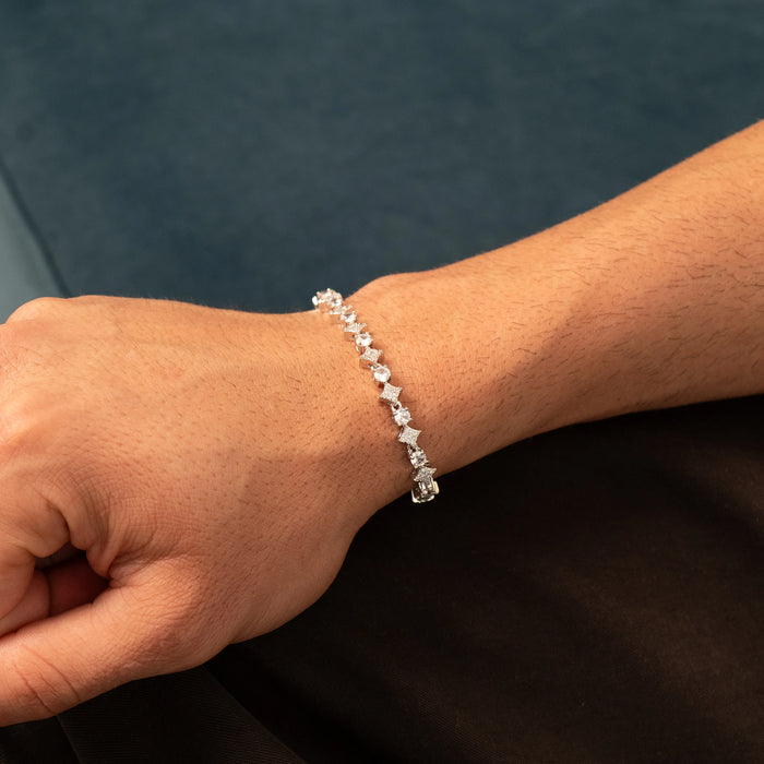 Round Stone Star Tennis Bracelet (Silver)