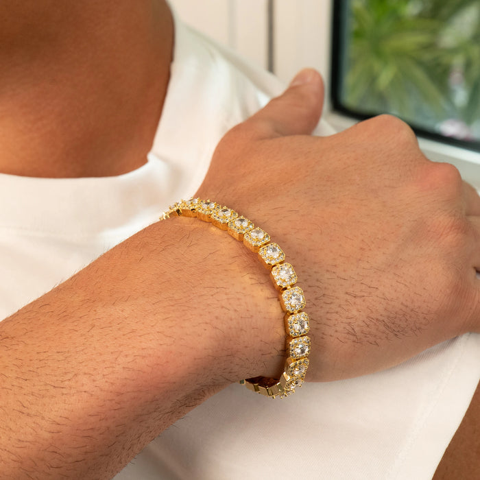 Square Iced Baguette Bracelet (Gold)