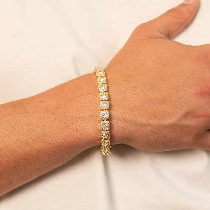 Square Iced Baguette Bracelet (Gold)