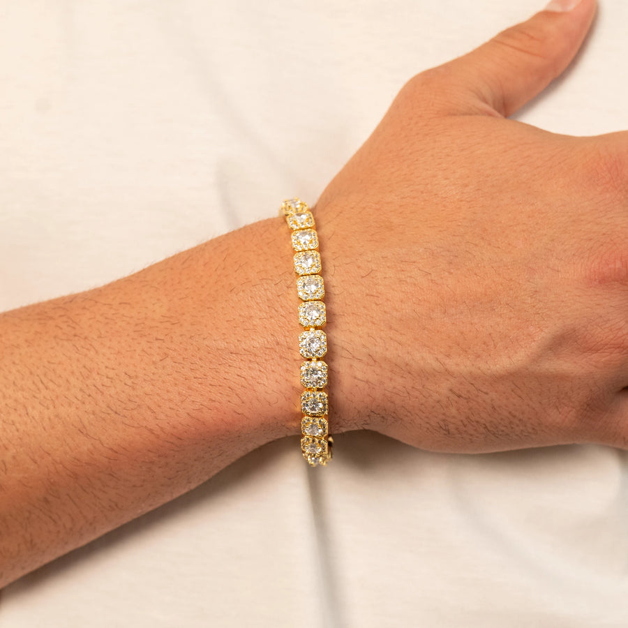 Square Iced Baguette Bracelet (Gold)