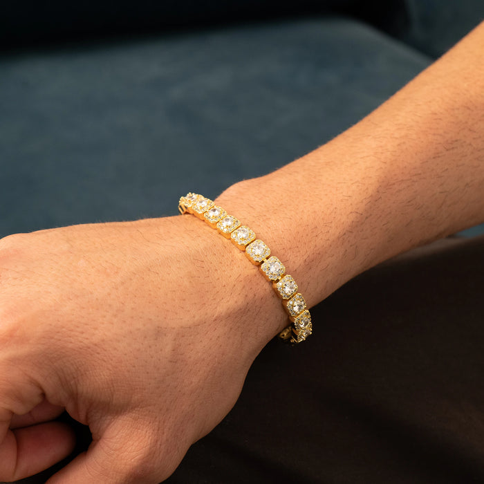 Square Iced Baguette Bracelet (Gold)