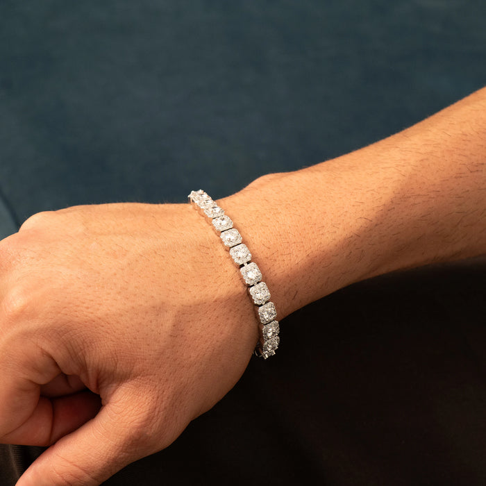 Square Iced Baguette Bracelet (Silver)