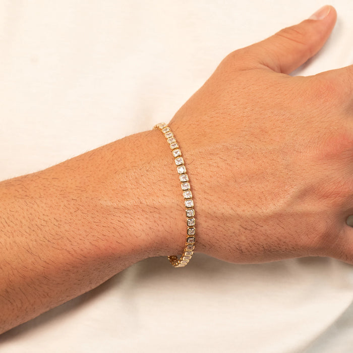Square Iced Tennis Bracelet (Gold)