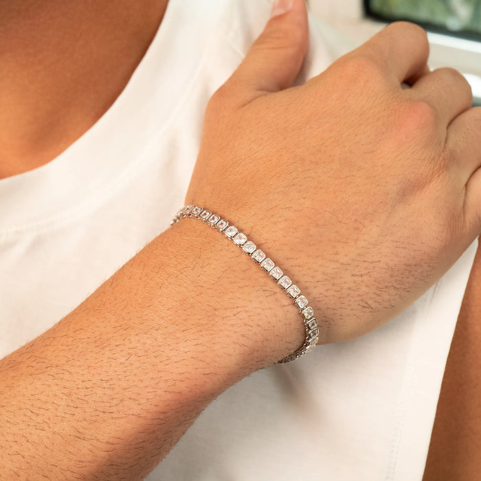 Square Iced Tennis Bracelet (Silver)