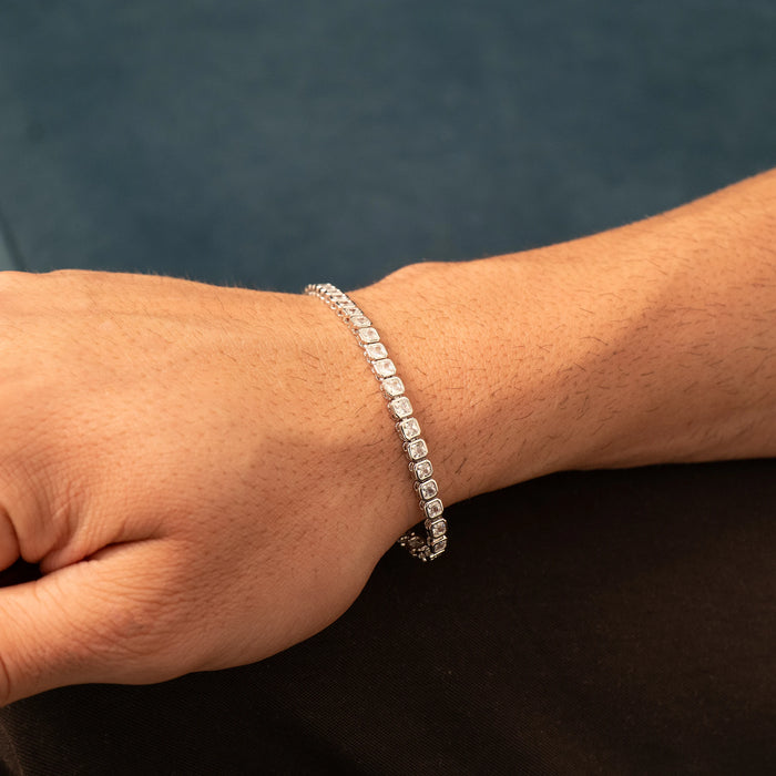 Square Iced Tennis Bracelet (Silver)