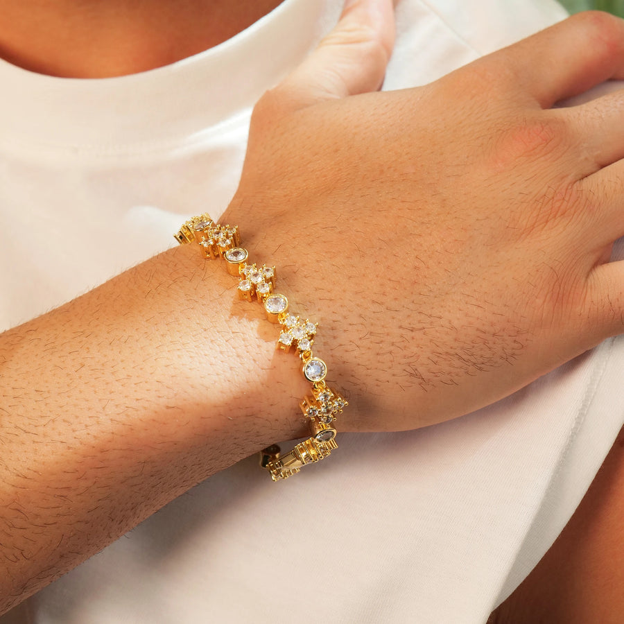 Star Iced Tennis Bracelet (Gold)