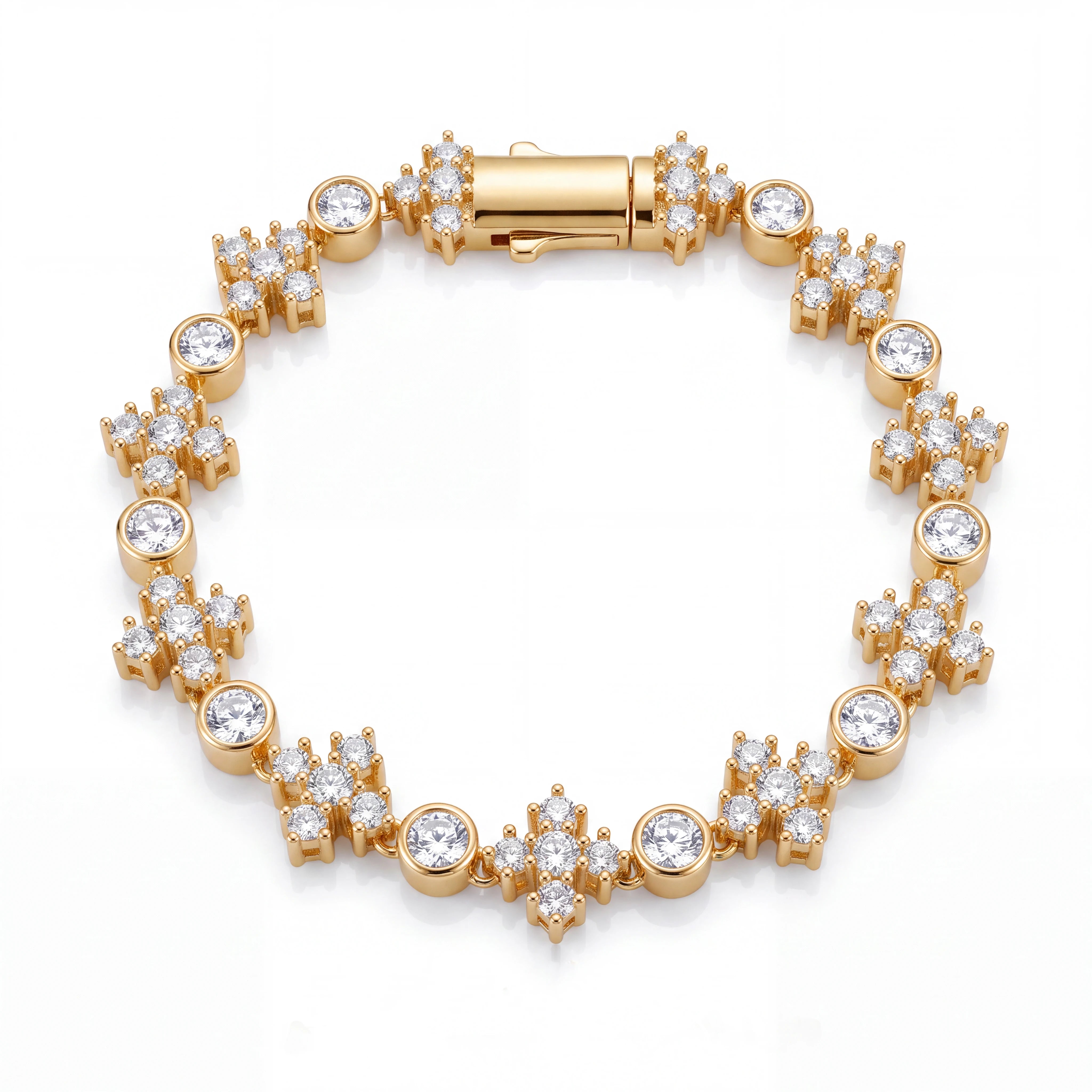 Star Iced Tennis Bracelet (Gold)