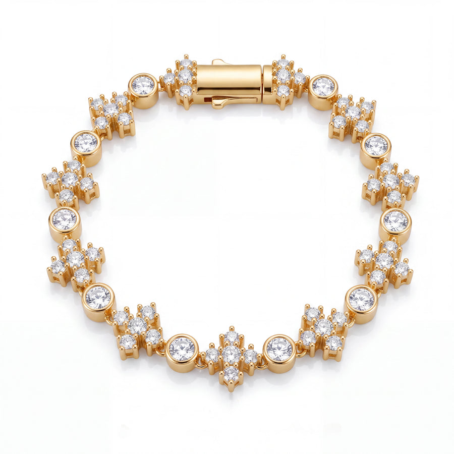 Star Iced Tennis Bracelet (Gold)