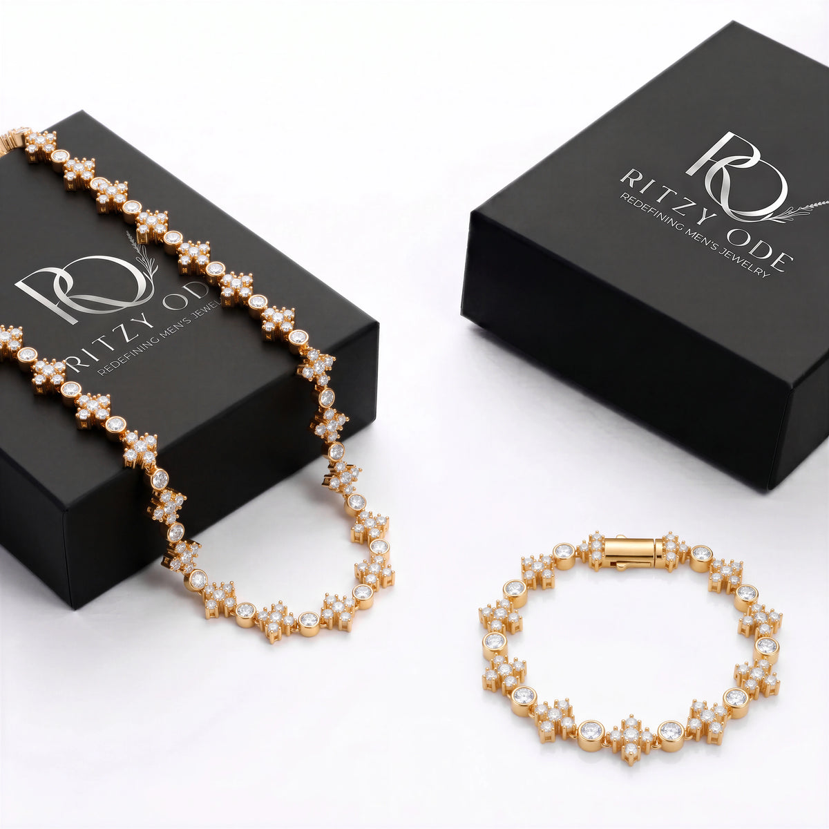 Star Iced Tennis Set (Gold)