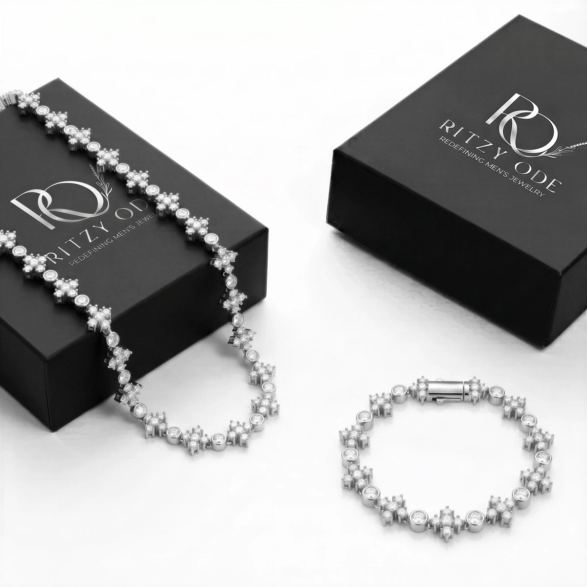 Star Iced Tennis Set (Silver)
