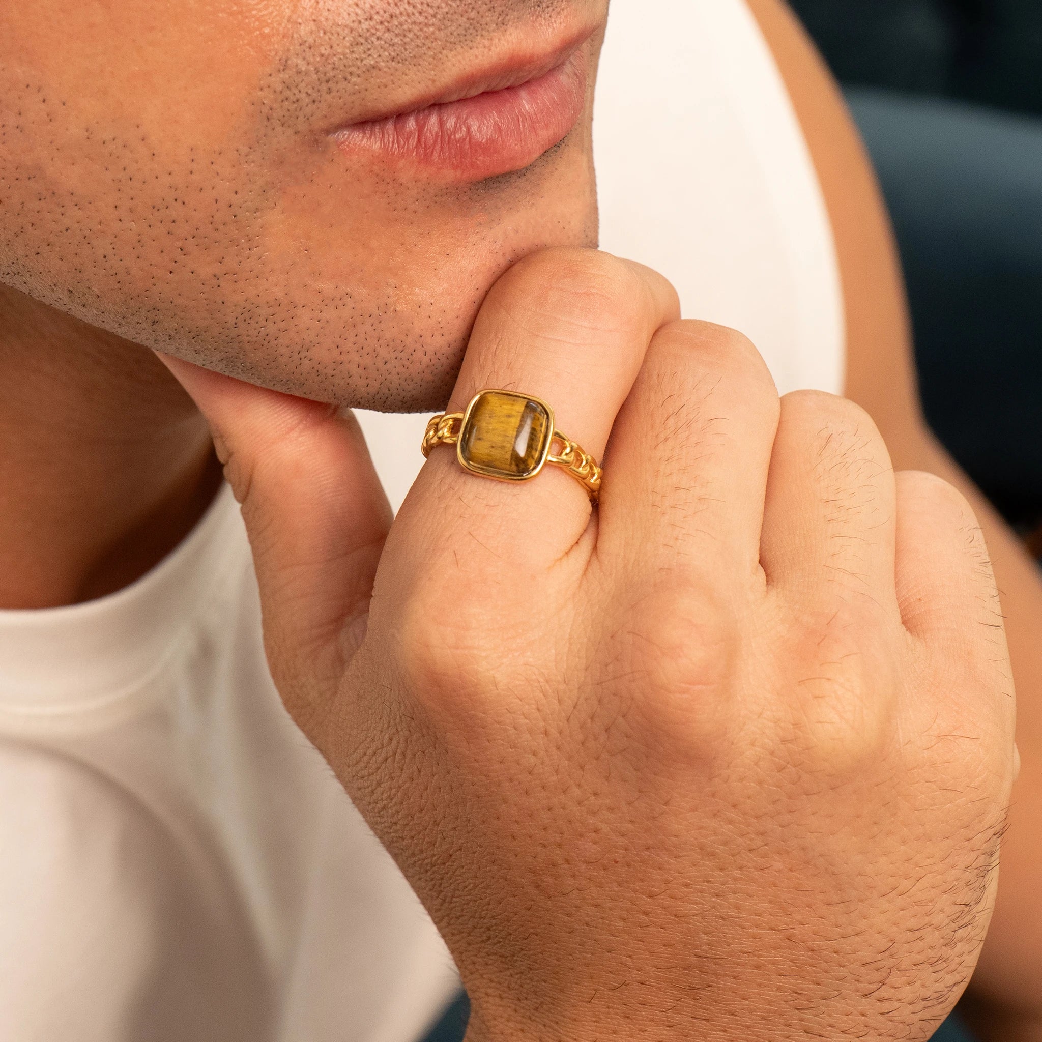 Tiger Eye Gemstone Ring (Gold)