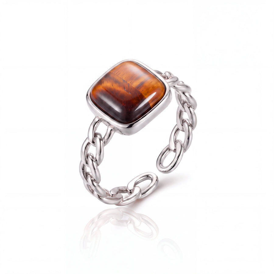 Tiger Eye Gemstone Ring (Silver)