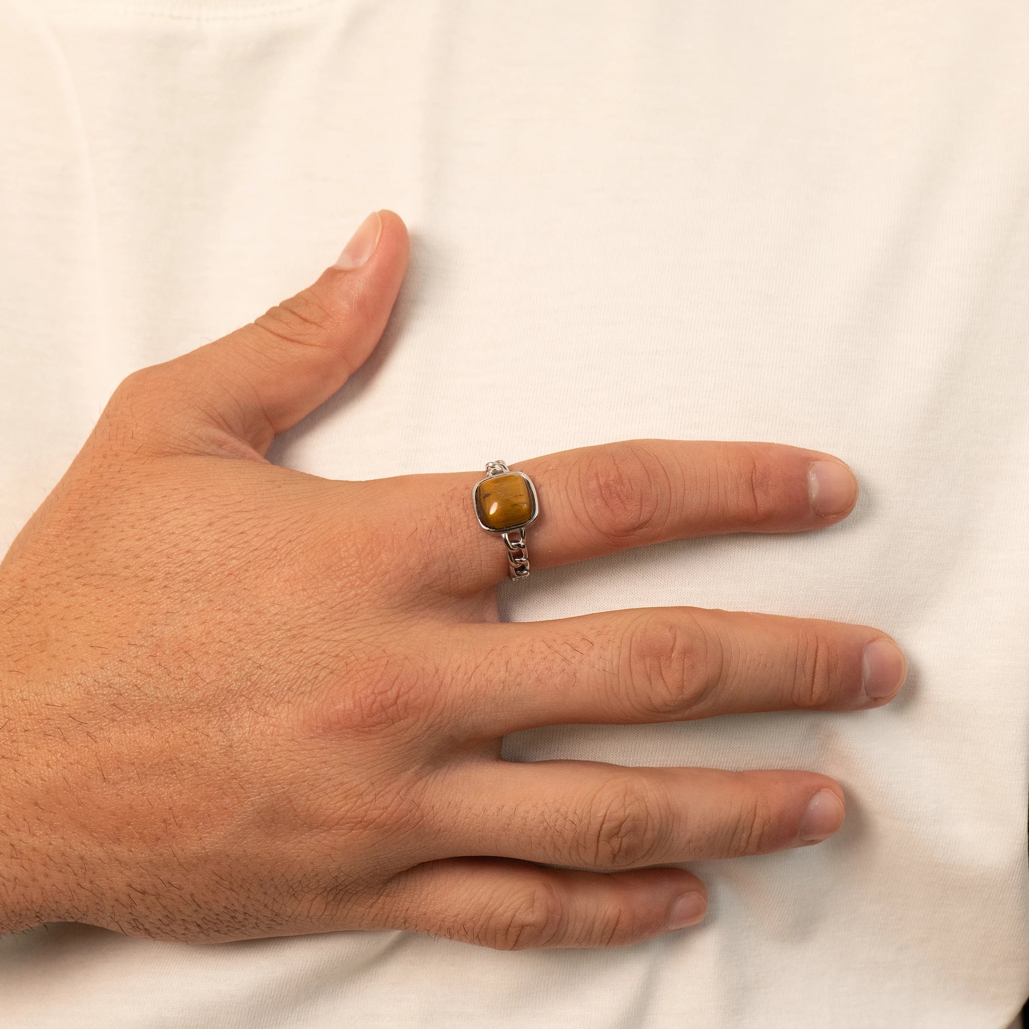 Tiger Eye Gemstone Ring (Silver)
