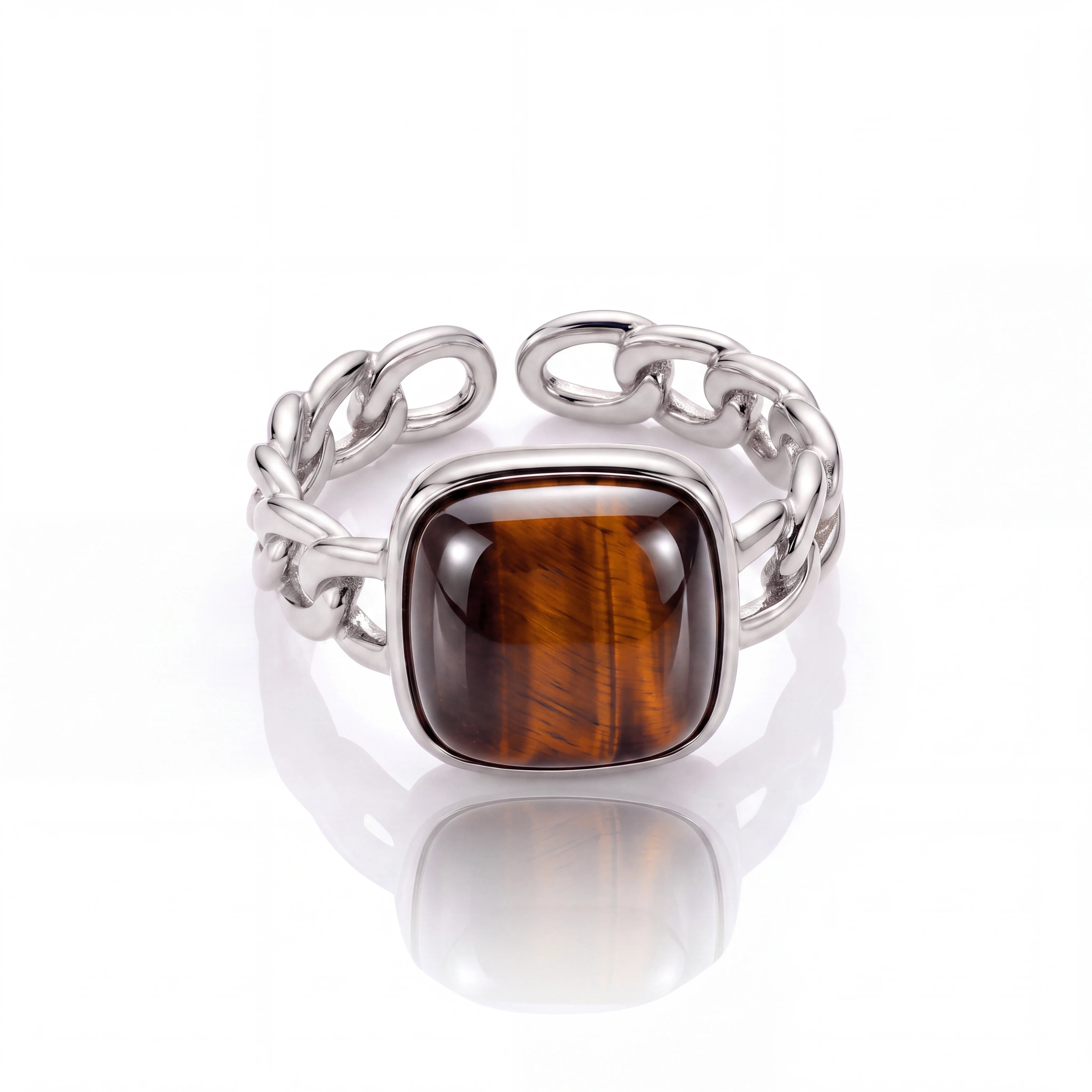 Tiger Eye Gemstone Ring (Silver)