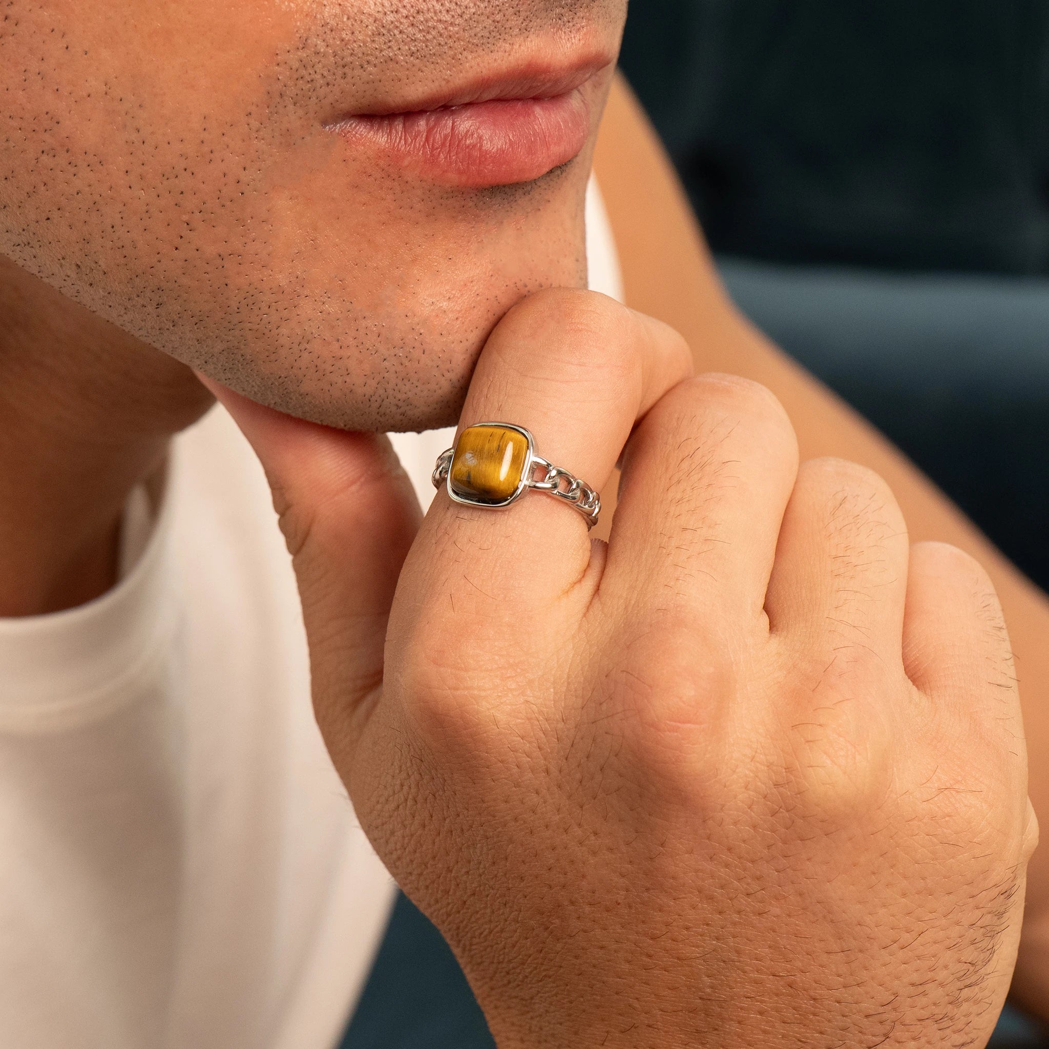 Tiger Eye Gemstone Ring (Silver)