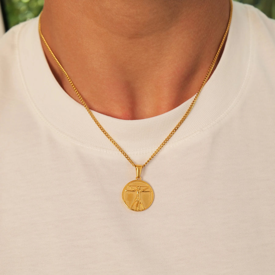 Vitruvian Man Pendant (Gold)