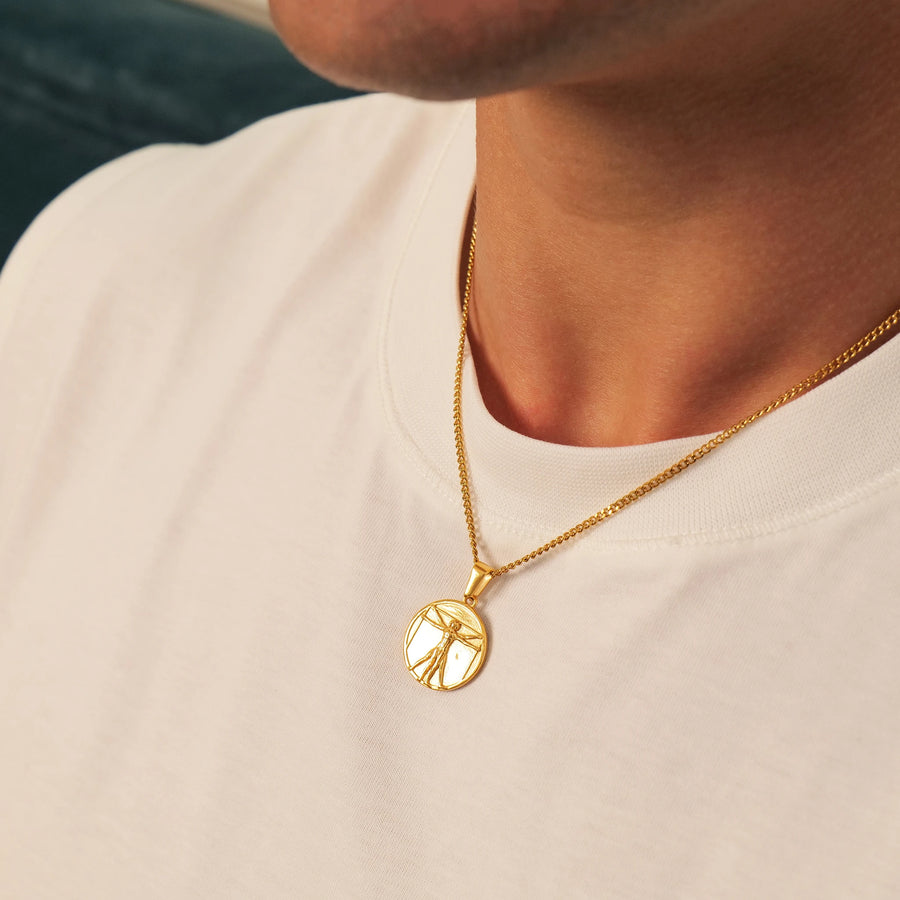 Vitruvian Man Pendant (Gold)
