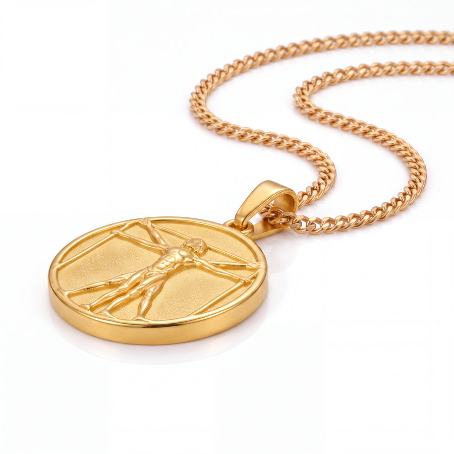 Vitruvian Man Pendant (Gold)